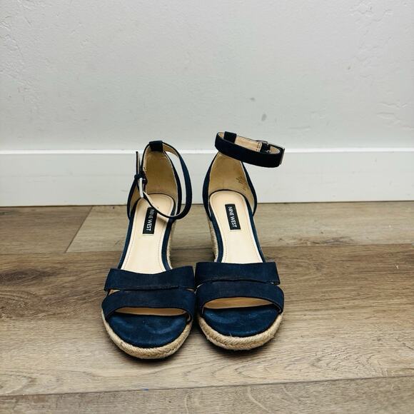 Nine West Black Espadrille Wedge Sandal Women’s Size 5 - Picture 3 of 10